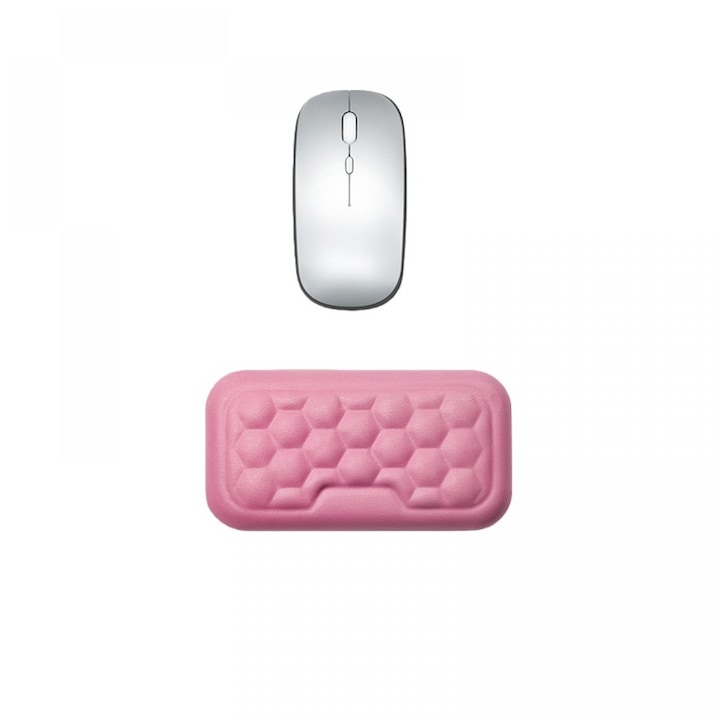 Set Suport Ergonomic Mouse Si Relaxarea Incheieturilor, Spuma Cu Memorie, 60 × 130 mm, Roz