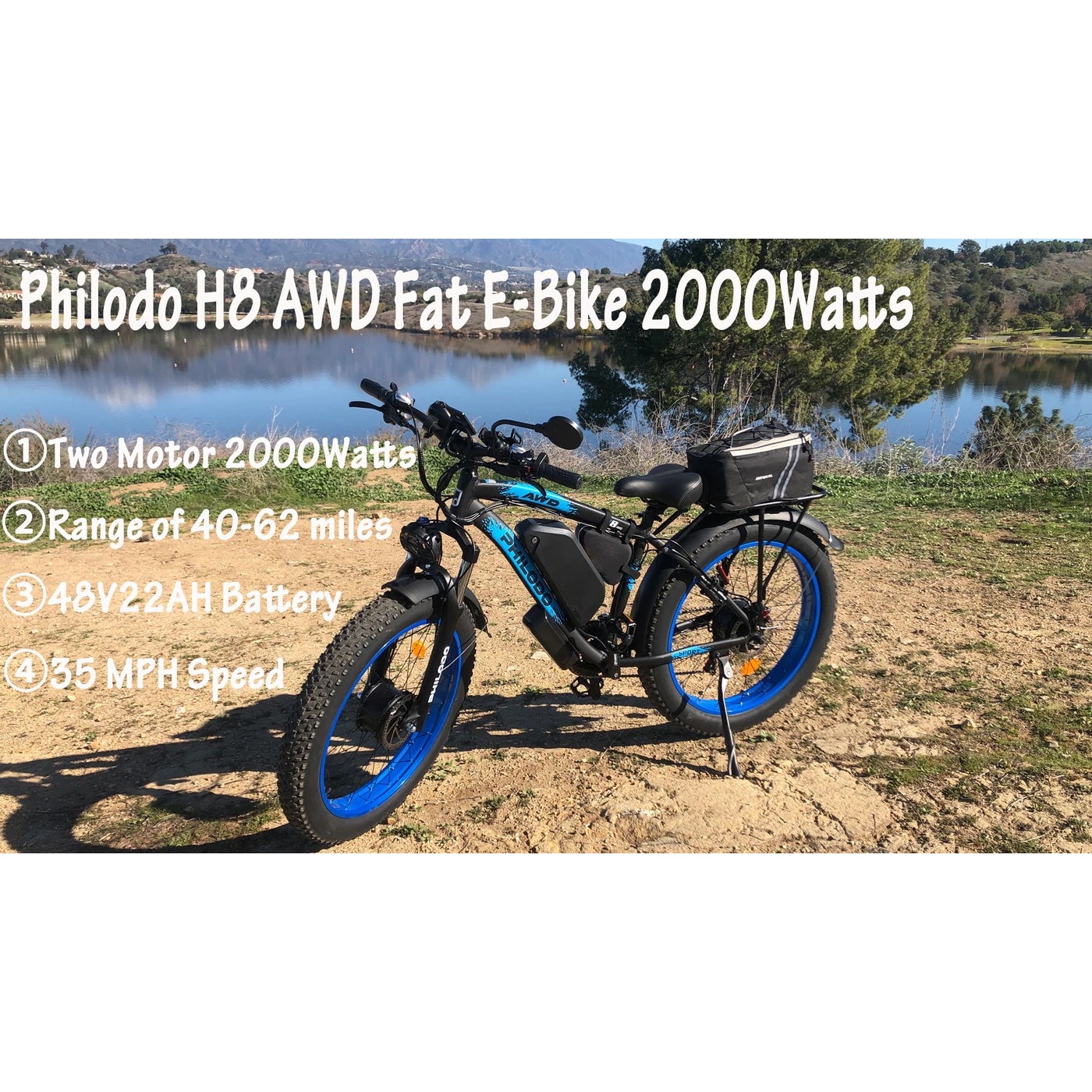 Bicicleta Electrica PHILODO H8, 2 x Motoare, Baterie 48V/26Ah