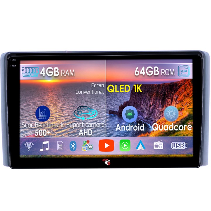 Navigatie dedicata Iveco Daily 2018, 4GB RAM 64GB ROM, Octacore, Android 14, Display QLED 1K 9", Carplay&Android Auto, SIM 4G, Ventilator Activ