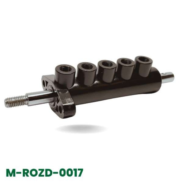 Distribuitor de aer cu pedala, AZ, 15, 8-17, 5 cm, 4 iesiri, conectori rapidi pneumatice, aluminiu/otel