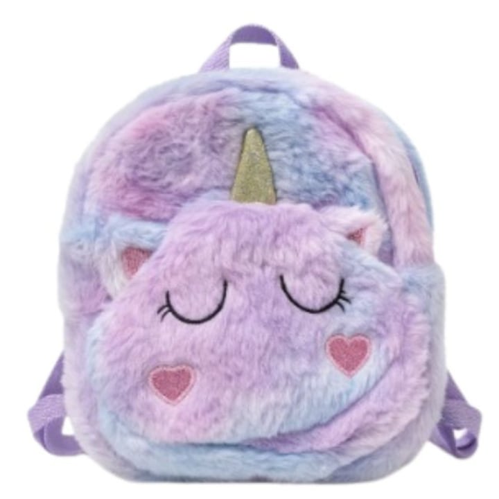 Ghiozdan Unicorn Plus, moale si pufos, multicolor, 20x18cm