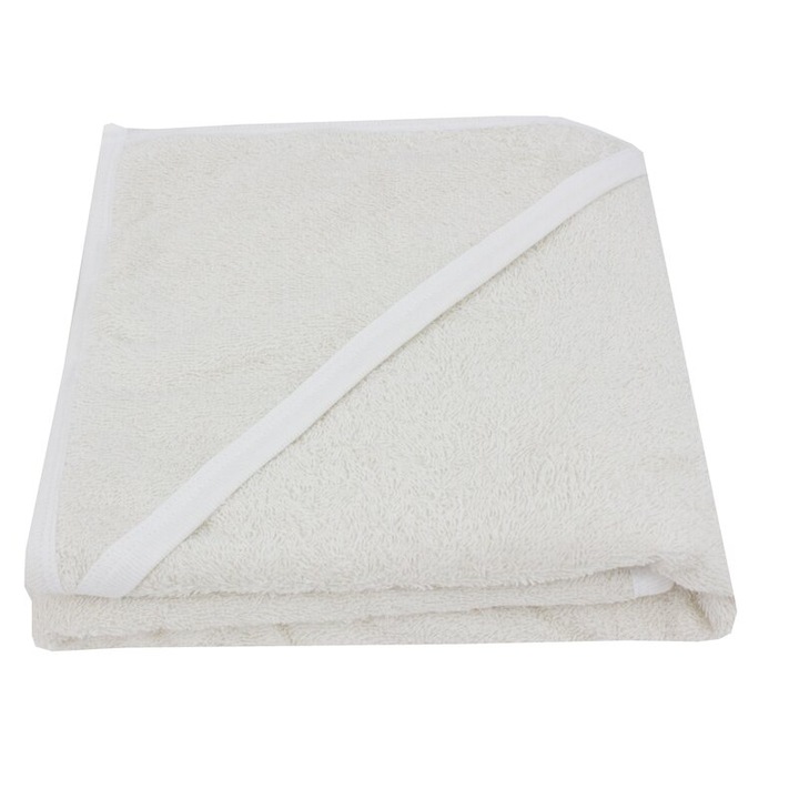 Prosop cu gluga pentru brodat, bumbac, crem, 80 x 100 cm