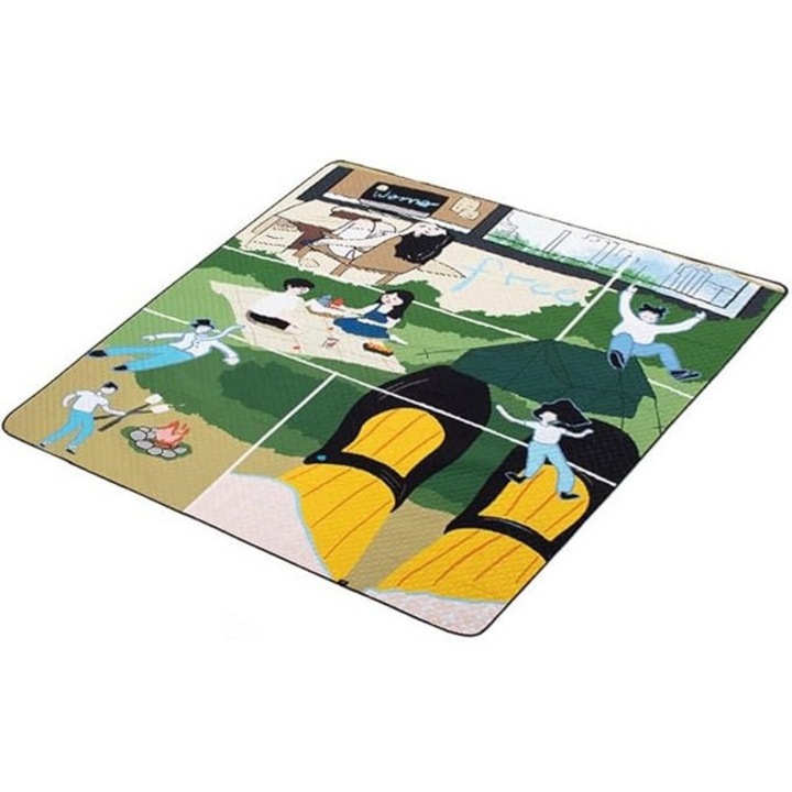 Patura de picnic 240x240 cm, model original in stil desen animat, multicolor, Naturehike