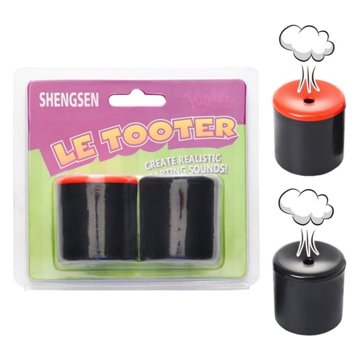 Set 2 Jucarii interactive, Lunniquee, cauciuc, sunete flatulente, rosu/negru, 4.4x4.4cm