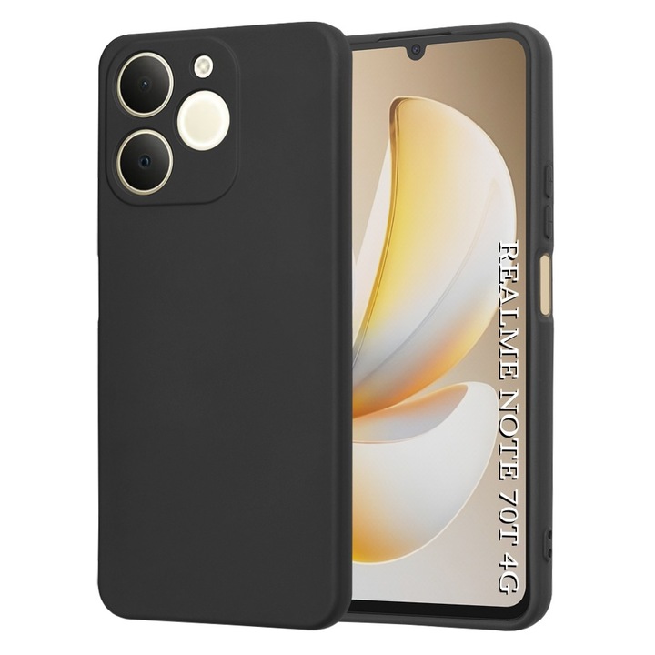 Калъф за Realme Note 70T Daden® Silicon SoftFlex, Ултра тънък, Повишена защита, Интериор от микрофибър, Черен