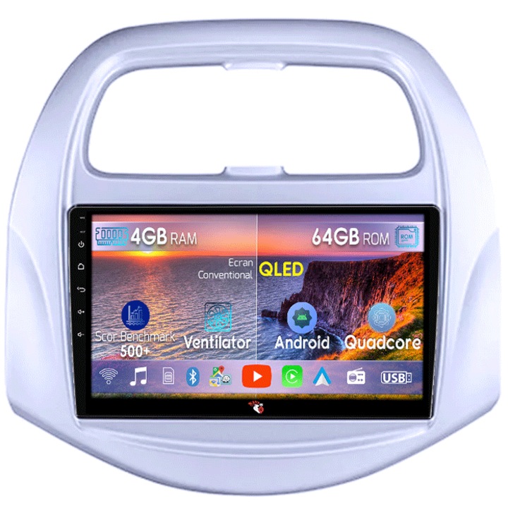 Navigație GPS Chevrolet Spark Beat 2018-2020, 4GB RAM, 64GB ROM, Octacore, Display QLED 9", Carplay, Android Auto