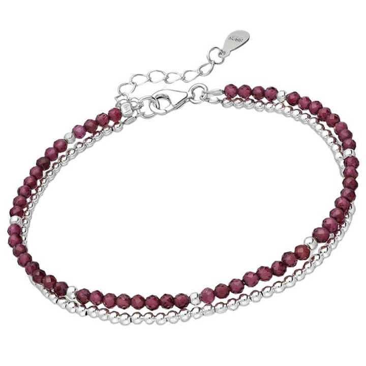 Bratara cu bilute din argint si granat natural, 15 -17 cm