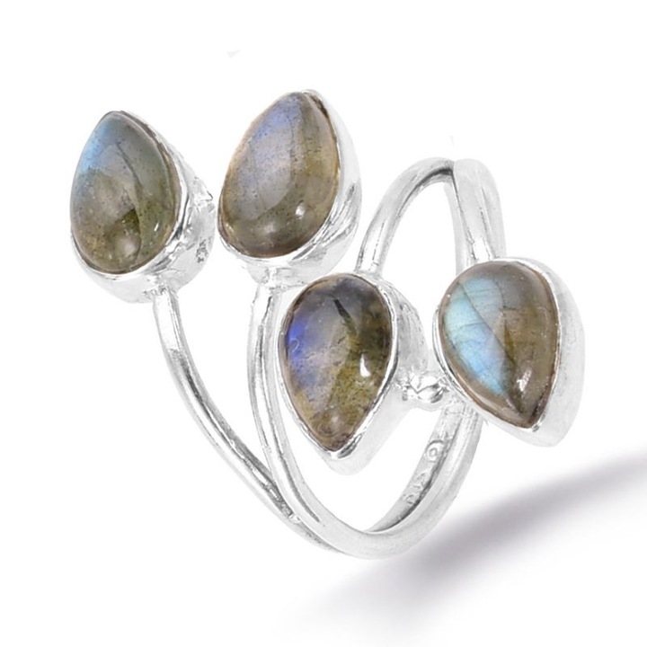 Inel reglabil din argint cu labradorit