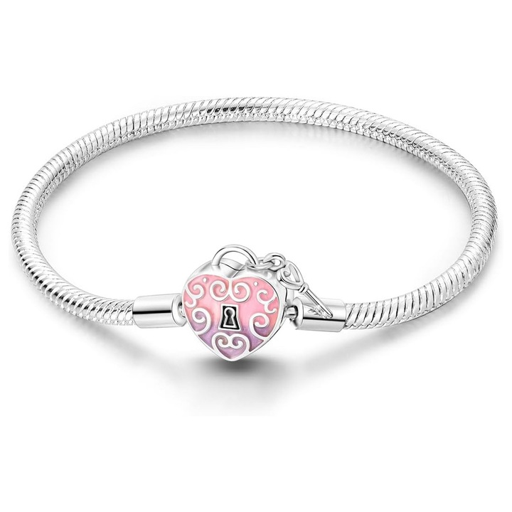 Bratara snake cu placare robusta de argint, Mov/Roz