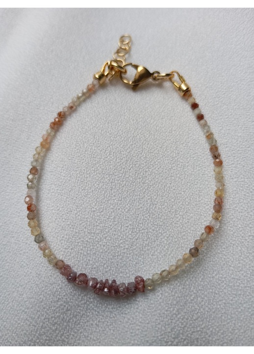 Bratara delicata cu pietre naturale Zirconiu champagne 2mm nuggetts diamant 2mm cafe latte Africa de Sud