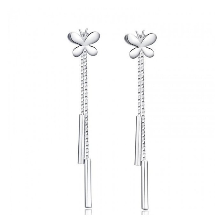 Hosszú pillangós ezüst fülbevaló Fearmbrace