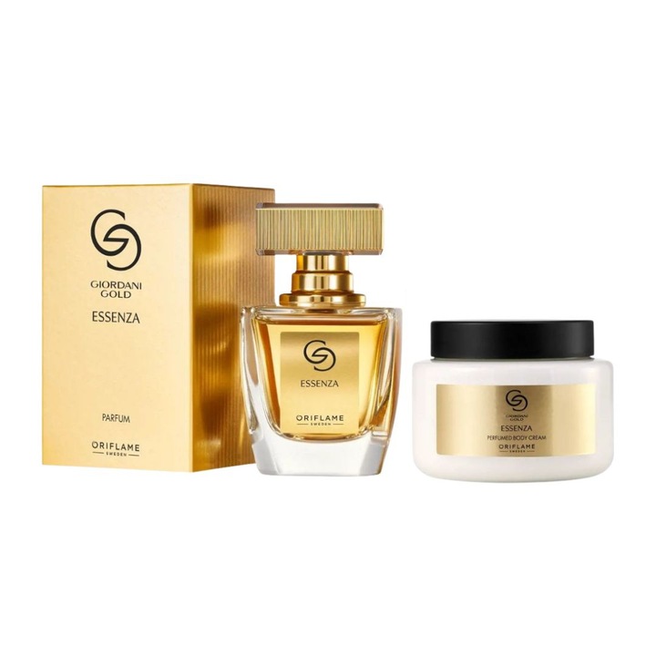 Giordani Gold Essenza szett parfümmel (50 ml) és testápoló krémmel (250 ml), fényes virágos-fás illat nőknek
