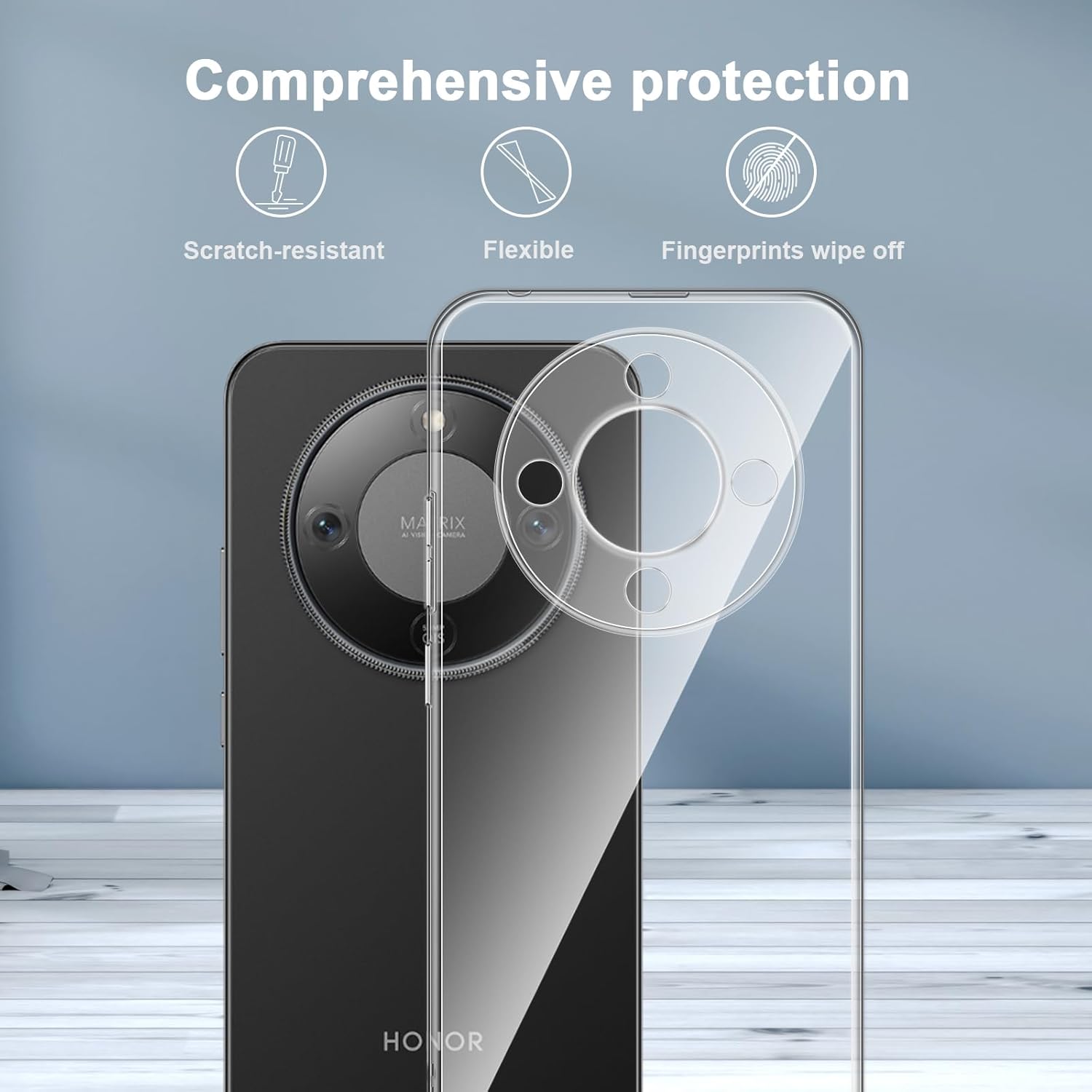 Husa pentru Honor Magic 8 Lite, Anti-Shock 1.5mm, cu protectie lentile, transparenta