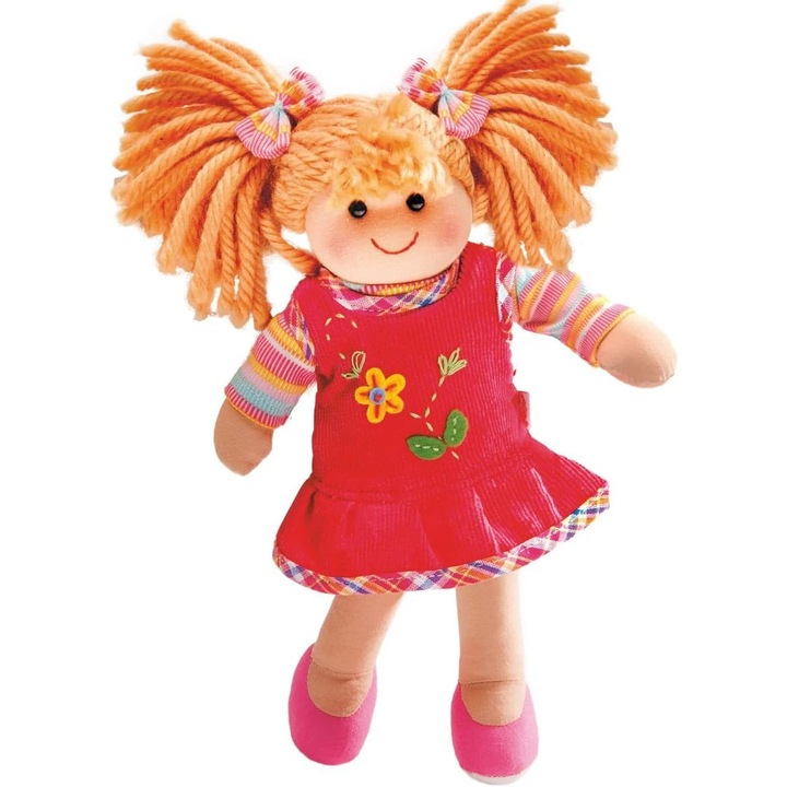 Papusa Heless Nele, 22 cm, Moale, cu Rochie Roz