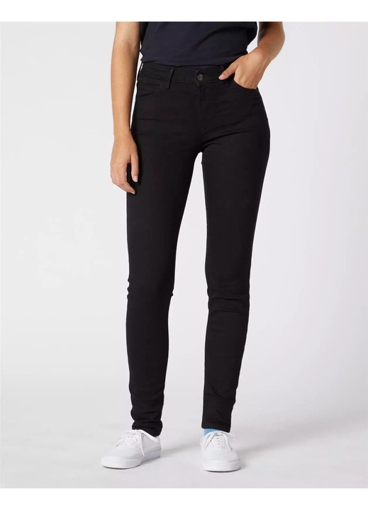 Blugi dama Wrangler, stramti, talie medie, negru, bumbac, W25-L32 US