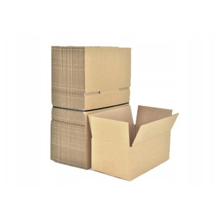 Set Cutii Carton, Neopak, Tip Clasic, 250x150x100 mm, Carton Ondulat Rezistent 3 Straturi, 360g/m2, Expediere Curierat si Depozitare, Maro, 100 buc