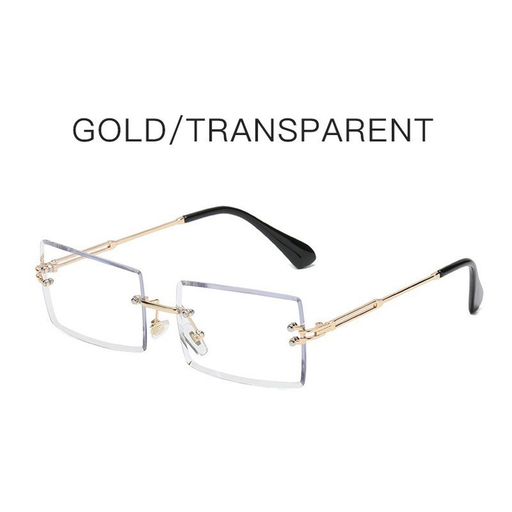 Цветни метални слънчеви очила без рамки, модна улична фотография, атмосферни очила, Прозрачни