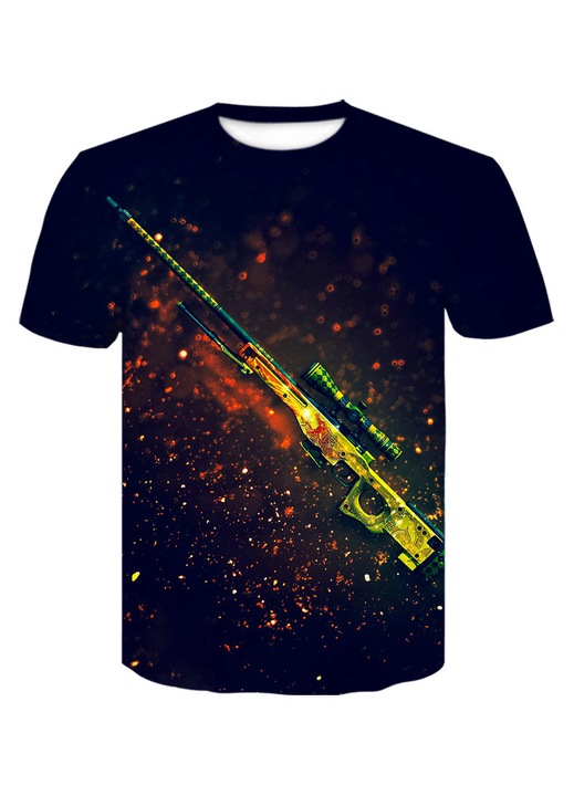 Férfi póló szett Counter Strike, nyomtatott, kerek nyakú, többszínű