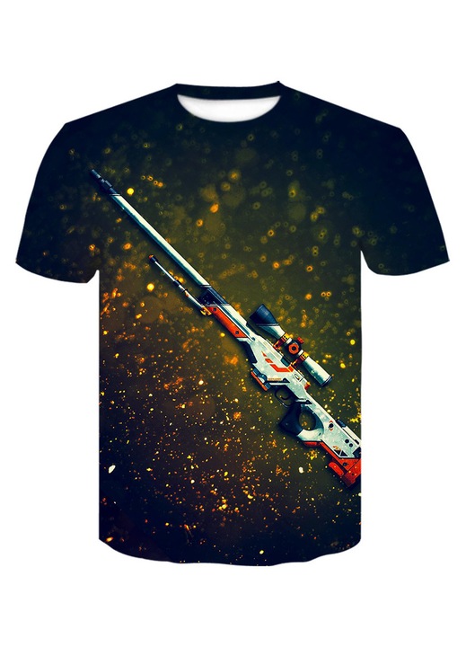 2 darabos férfi póló szett CS:GO Counter Strike, mintás, kerek nyakú, többszínű