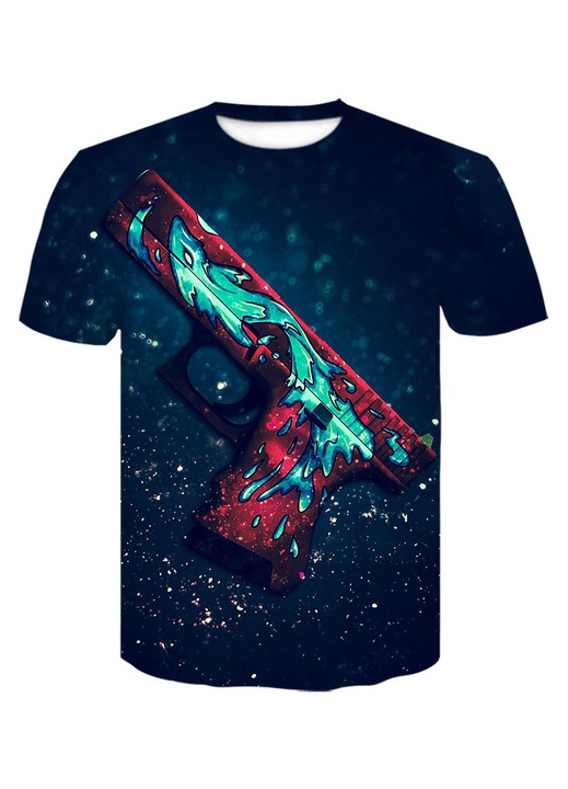 Férfi Counter-Strike póló szett, 2 db, mintás, kerek nyakú, többszínű