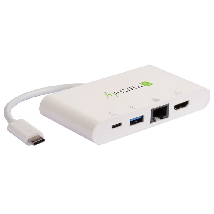 Хъб USB-C TECHly IADAP USB31-DOCK1, HDMI/RJ45/USB-A
