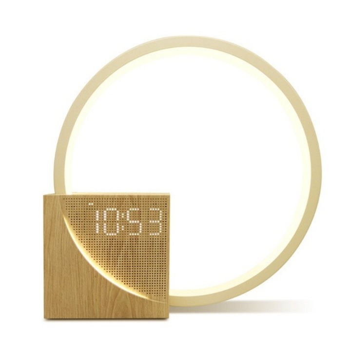 Dekoratív óra, 2 ébresztő, szundi és ébresztő funkciók, elegáns és sokoldalú, 225x51x228mm, sárga