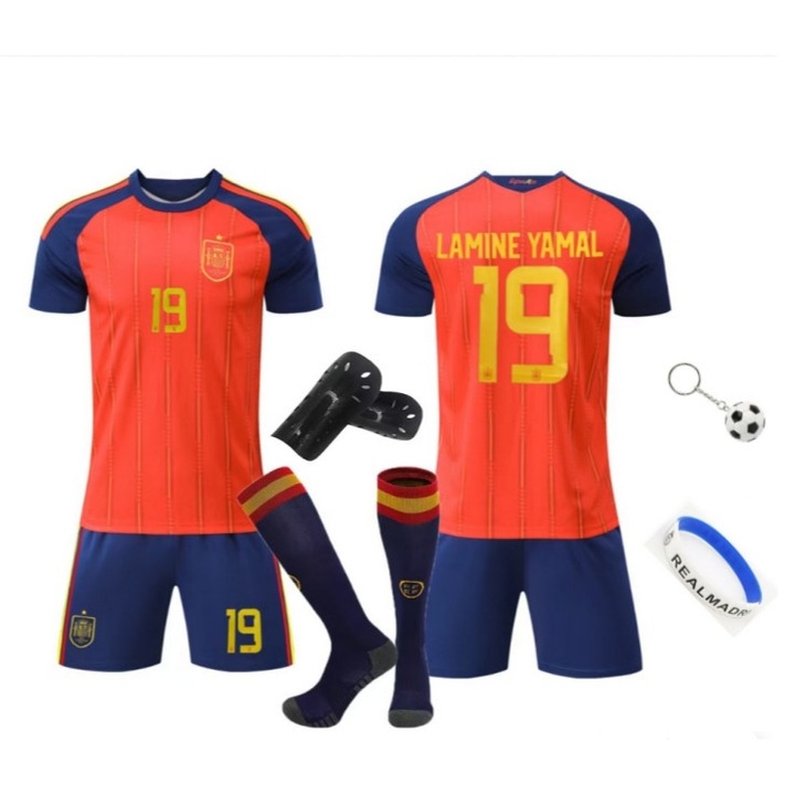 Спортна екипировка за деца, ANUTETOUNI, Сезон 2526, Футболен екип Ямал 19 за дома на Испания, червен, Червен