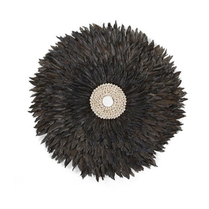 Decoratiune de perete din pene Juju. 50 cm. antracite