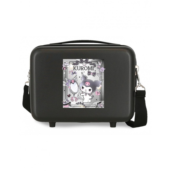 Geanta calatorie copii, Kuromi Dream Closer, ABS adaptabila, neagra, 21x29x15 cm