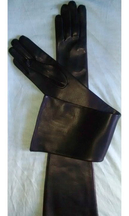 Manusi lungi 58 cm, marimea 6.5, negru, piele nappa