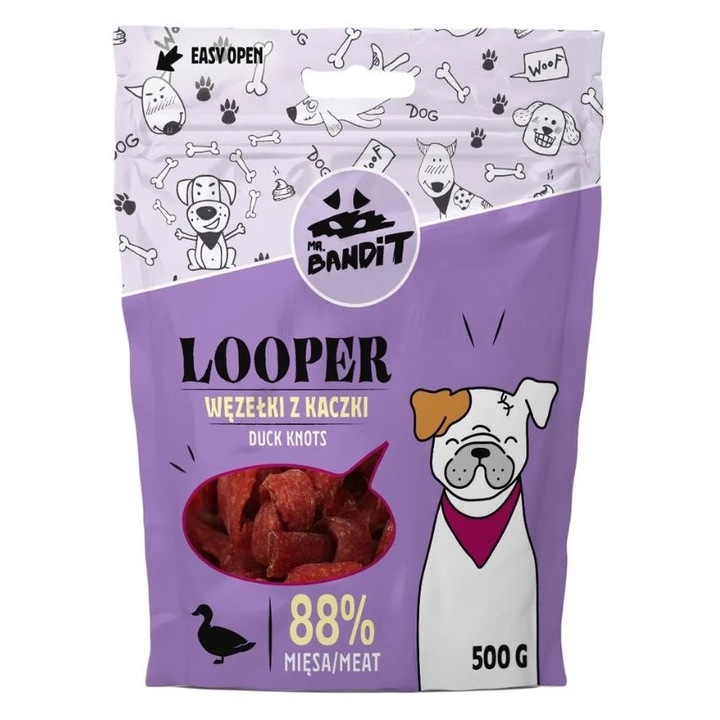 Recompense caini Mr Bandit, nuggets moi de rata, 500 g, fara cereale, adult