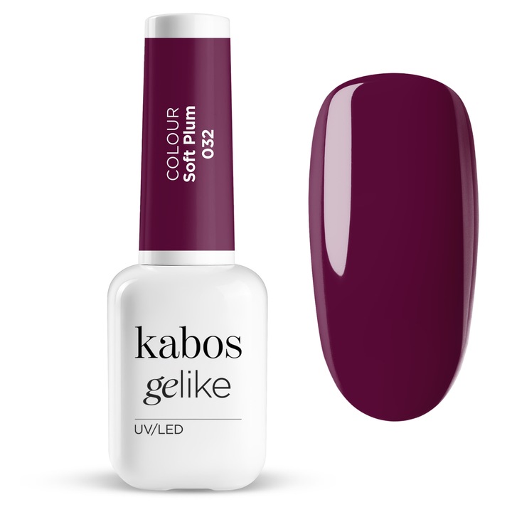 Lac de unghii semipermanent UV/LED, ultra rezistent si stralucitor, Kabos Gelike 032 Soft Plum, 8ml