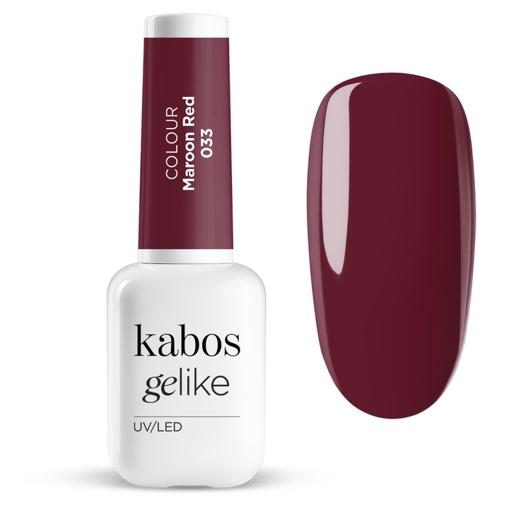 Lac de unghii semipermanent UV/LED, ultra rezistent si stralucitor, Kabos Gelike 033 Maroon Red, 8ml