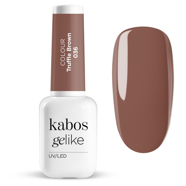 Lac de unghii semipermanent UV/LED, ultra rezistent si stralucitor, Kabos Gelike 036 Truffle Brown, 8ml