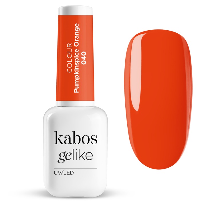 Lac de unghii semipermanent UV/LED, ultra rezistent si stralucitor, Kabos Gelike 040 Pumpkinspice Orange, 8ml