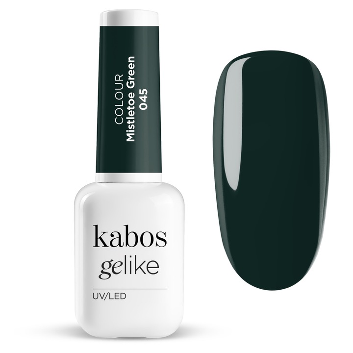 Lac de unghii semipermanent UV/LED, ultra rezistent si stralucitor, Kabos Gelike 045 Mistletoe Green, 8ml