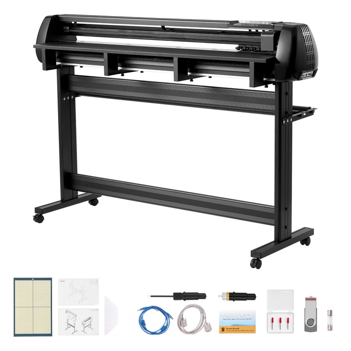 Plotter de taiat vinil, Cutter plotter, Latime alimentare 1350 mm, Lame duble, Forta si viteza reglabile, Afisaj LED, Software inclus, Compatibil multi-platforma