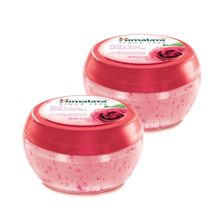 Pachet 2x Gel Hidratant Pentru Fata Si Corp, Himalaya, Cu Aloe Vera, Extract De Trandafir Damasc, Potrivit Pentru Orice Tip De Piele, Produs Vegan, 2x300ml