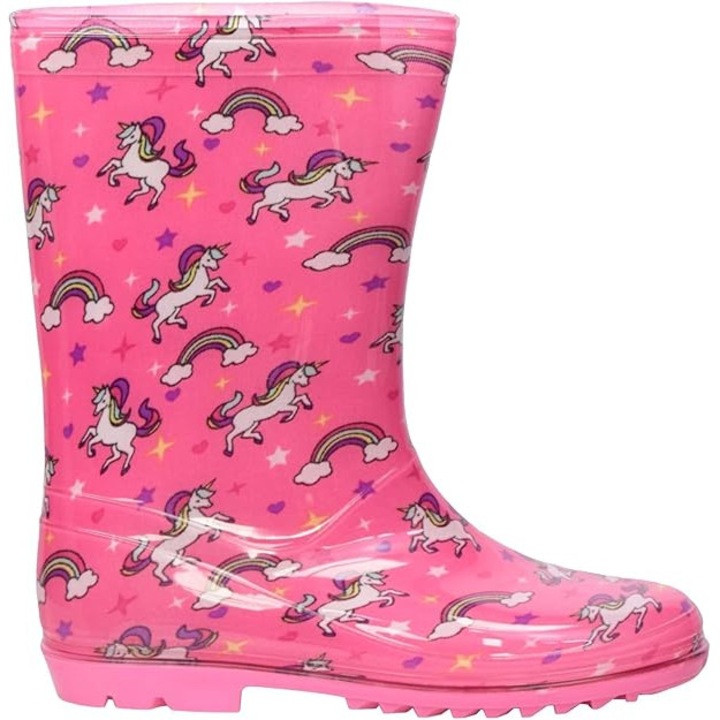 Cizme impermeabile din cauciuc pentru fete, Roz Unicorn 33