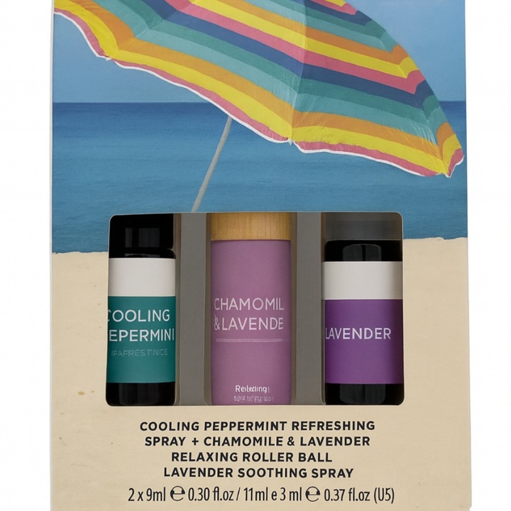 Set Aromaterapie: Spray Menta, Roller Musetel & Lavanda, Spray Lavanda, 3 piese