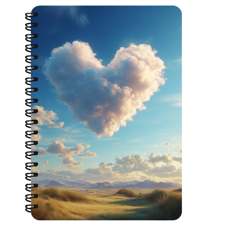 Agenda A5, Nor In Forma De Inima, Coperta Mdf, Spira Metalica, 130 Pagini