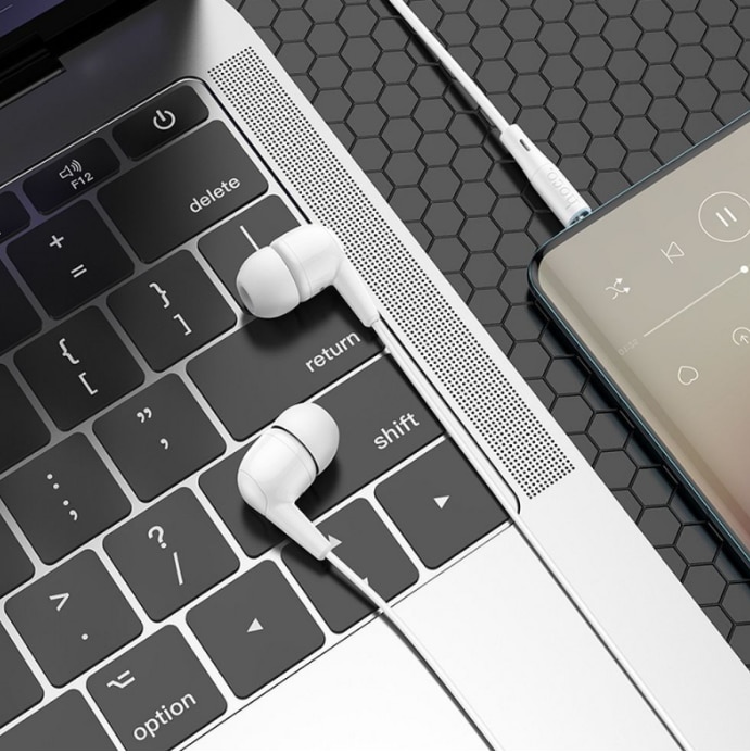 Casti Handsfree Hoco M97, 3.5mm, alb, 1.2m, microfon integrat