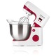 Кухненски робот Taurus Mixing Chef Compact, 600W, купа от неръждаема стомана 4,2 л, 8 степени на скорост, ТАЙМЕР 10 мин., функция Пулс, 3 аксесоара за сладкарство, Бял/Червен