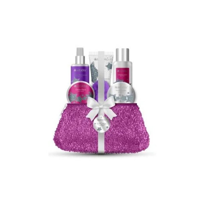 Set cadou dama 6 piese + geanta pliabila cu sclipici, Christmas