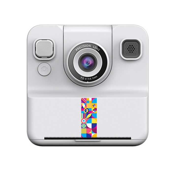 Детска камера, 2400 W пиксела, 180° флип обектив, 1300 mAh, 32G карта памет, USB четец за карти, бял