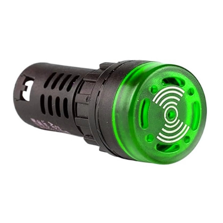 Indicator LED tensiune 220V AndrexNET, 22mm, verde cu alarmă