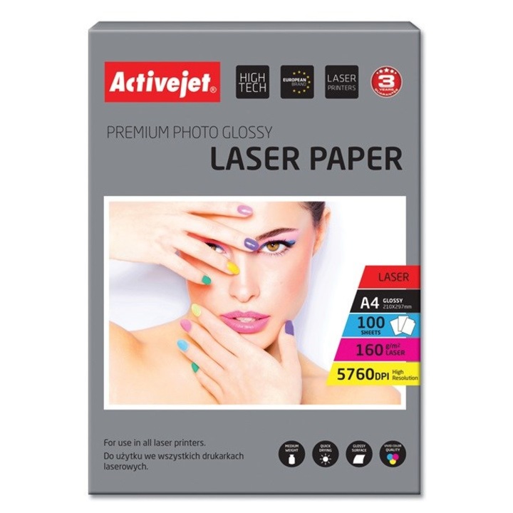 Фотохартия, Activejet, AP4-160G100L, гланцова, A4, комплект 100 бр.