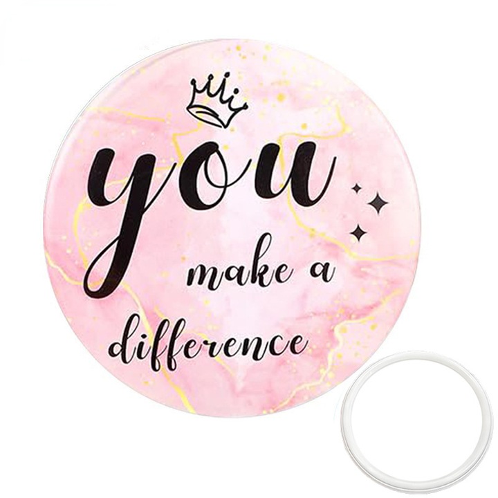 Oglindă cosmetică JWEIJIAO, oglindă de buzunar, metal, rotundă, portabilă