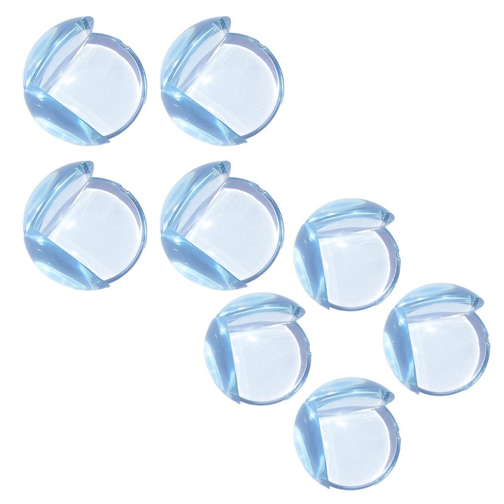 8x Protectii pentru Colturi Masa, Flexibile, din PVC, Montaj Simplu, Siguranta pentru Copii si Varstnici, Transparente
