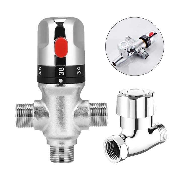 XONGSOR® termosztatikus keverőcsap, automatikus hőmérséklet-szabályozás, zuhany és mosdó, forrázás elleni védelem, sárgaréz szerkezet